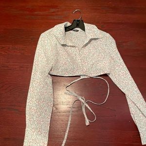 SHEIN Long Sleeve Floral Crop Shirt Blouse Small